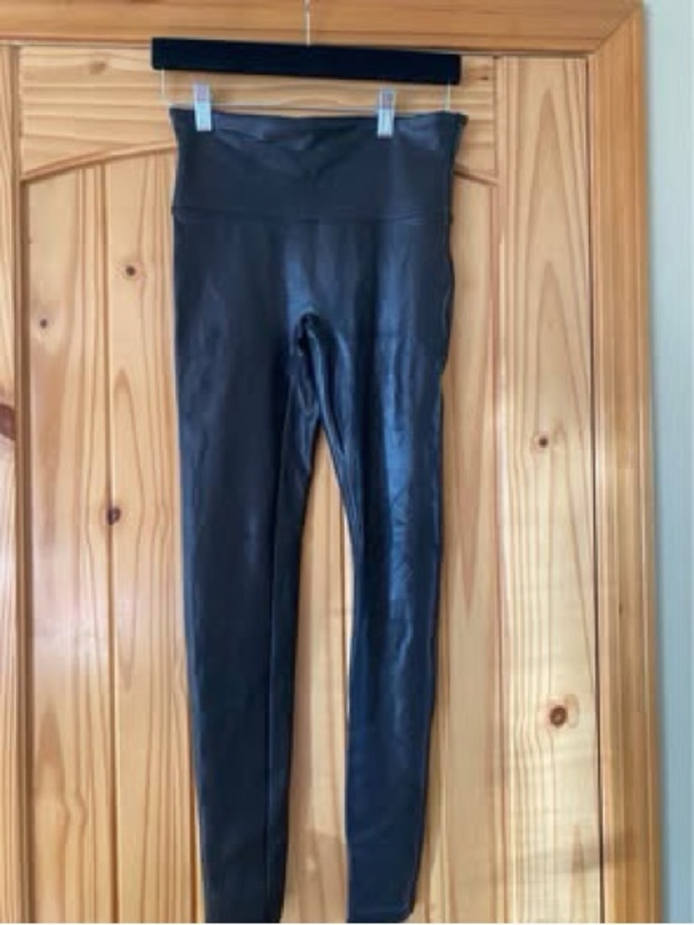 SPANX Black Leggings with Red Brand Tag